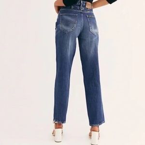 Free People Lee Vintage Stovepipe High Rise Jeans Buckle Detail 29C